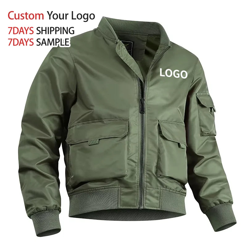 2024 Custom Embroidered pilot Jacket Designer Streetwear 100% Nylon Winter for Flight Wind Breaker Men Bomber Jacket