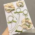 Tulip Flower Scrunchie Satin High Elastic Korean Sweet Hair Tie Pearl Streamer Women Kids Party Daily Thick Hair Accessory