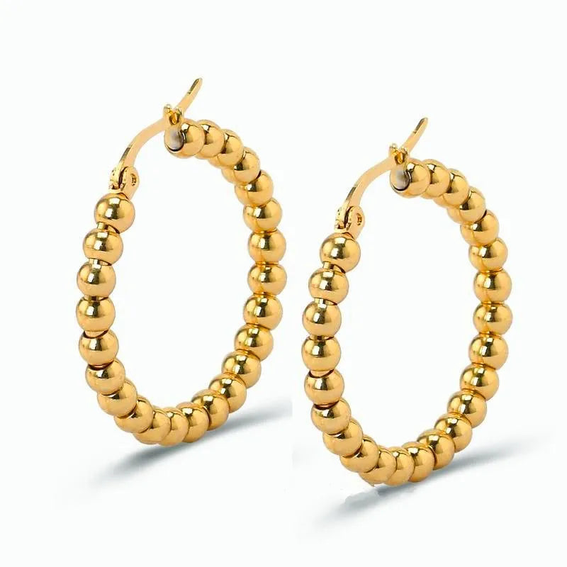 Stainless Steel 4mm Bead Gold Earrings for Men and Women