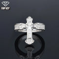 Trend Moissanite Ring 925 Sterling Silver Baguette Diamond Cross Ring Iced Out Hip Hop Rappers Cross Jewelry Ring for Man
