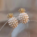 Fashion Korea Style Lady Party Wedding Gift Pineapple Pearl Sliver 925 Stud Earrings For Women