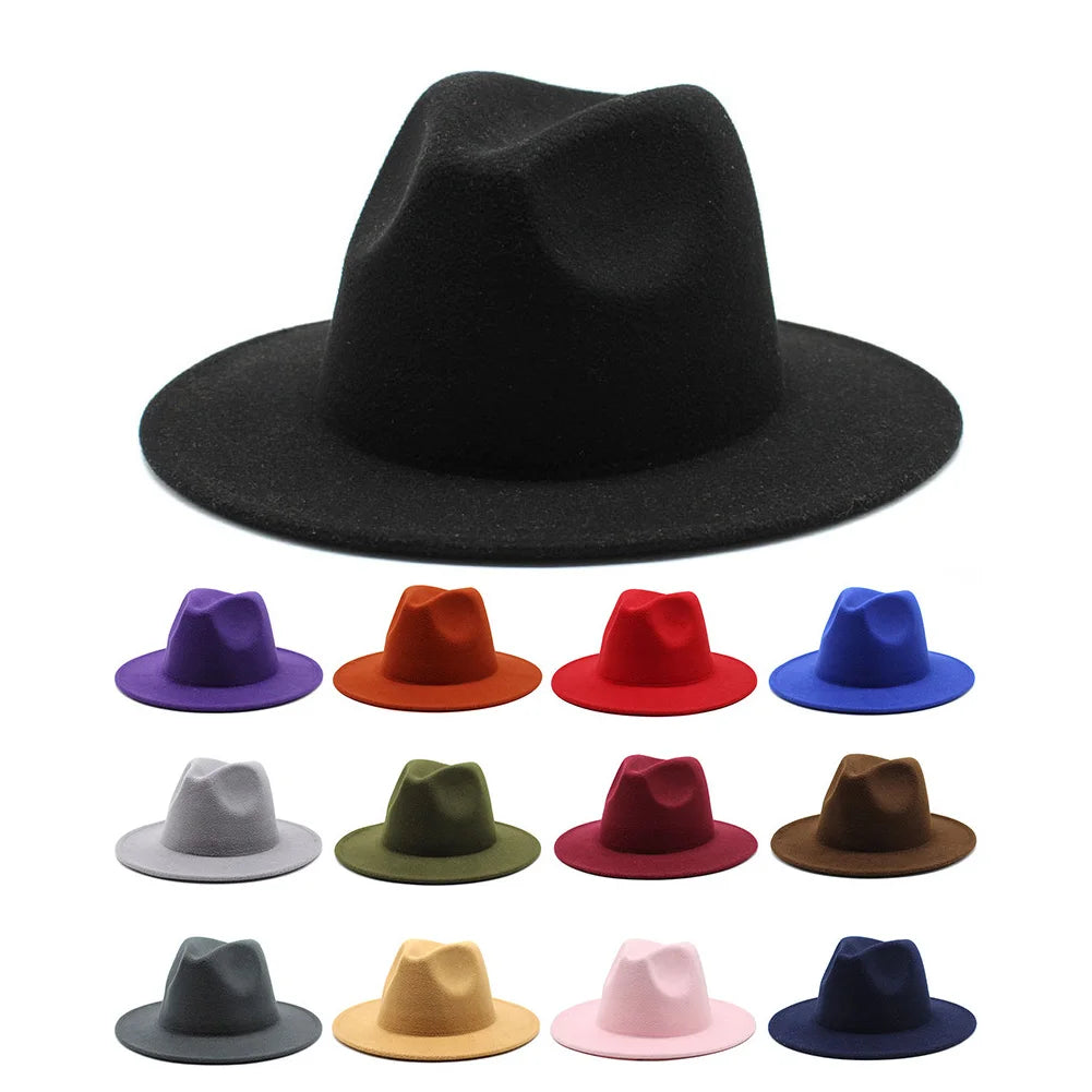 Wholesale Custom Unisex Winter Casual Fishing Felt Fedora Hats-Pink & Green Wide Brim Wool