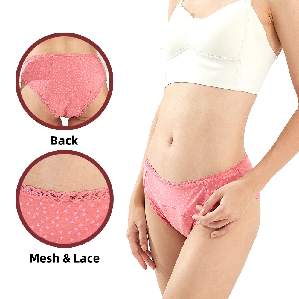 Wholesales Custom Ladies Teen Seamless Hipster Mid-Rise 4 Layer Menstrual Panties High Absorbency Quick Dry Plain Dyed Print