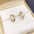 Dainty Jewelry Gold Plated Shell Stud Earrings Bling Iced Out Cubic Zirconia CZ Shell Geometric Earrings for Girls
