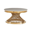 Modern Luxury Golden Round Coffee Table Nordic Glass Marble Finish Convertible Living Room Furniture ZEHAO Metal Material