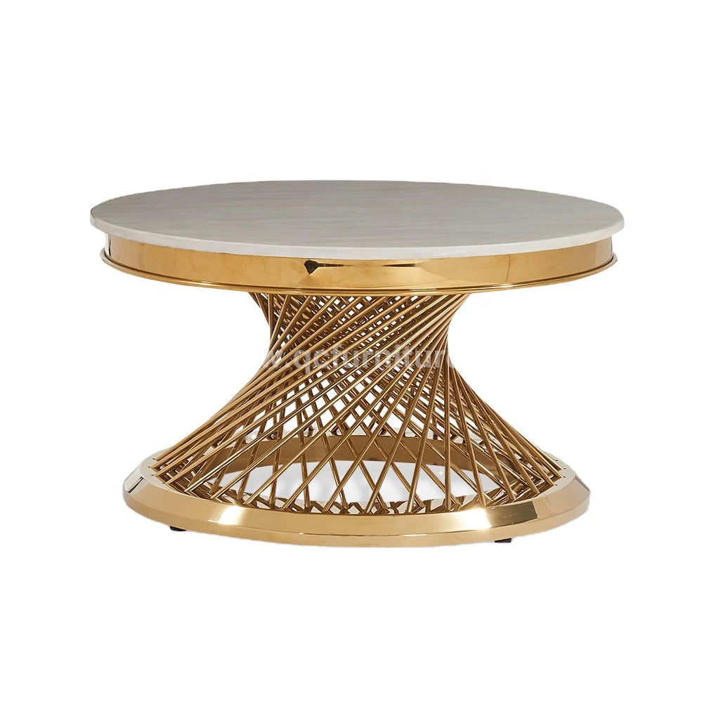 Modern Luxury Golden Round Coffee Table Nordic Glass Marble Finish Convertible Living Room Furniture ZEHAO Metal Material