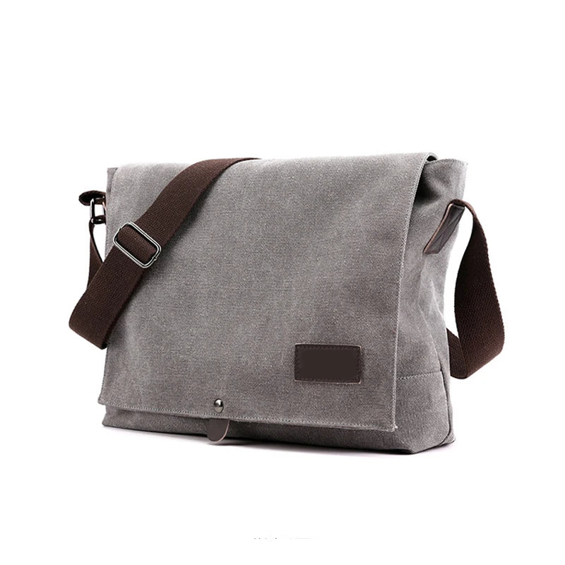New Style Vintage Canvas Crossbody Bag Wear-resistant Cotton One Strap Bag Large Capacity Message Bag with Fold Cover