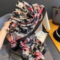 Autumn Winter Soft Warm Long Large 100% Viscose Cotton Printed Shawls Hijabs Luxury Designer Chain Pattern Women Cotton Scarves