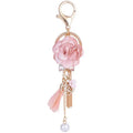 Wholesale New Korean Cloth Art Mini Flower Keychains Tassel Car Key Chains Bag Pendant Key Rings Fashion Accessories Woman Gifts