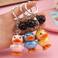 Rubber Duck Keychain Cute Cartoon 3D Animal Duck Bell Key Chain Fashion Car Key Bag Cell Phone Charms Girls Pendant Accessories