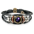 12 Star Sign Bracelets Charm Leather Braided Rope Bracelet Women Men Hand Woven Braided Rope Bracelet