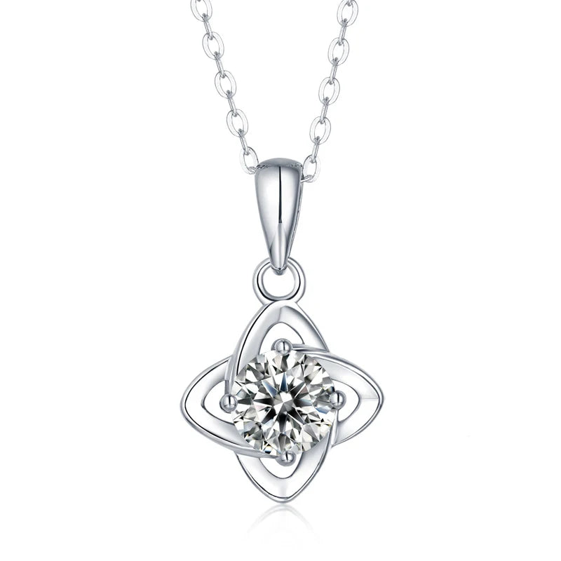RINNTIN SMN07 Flower Design Pendants 925 Sterling Silver Moissanite Necklace for Women