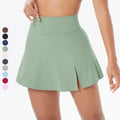 Custom Logo Women's Breathable 2-IN-1 Tennis Skirts Lightweight High Waist Anti-Exposure Side Split 4-Way Stretch Anti-UV Sports