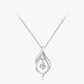 Ailmay 925 Sterling Silver Elegant Water Drop Shape Pendant Necklace for Women Dazzling Clear CZ Fine Elegant Wedding Jewelry