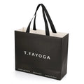 Custom Bespoke Logo Printed Black Personalized Shopping Tote Gift Paper Bag With Ribbon Handles For Jewelry Clothing Garment