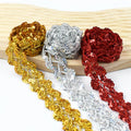Deepeel KY654 25mm Handmade Lace Bead Webbing Decoration Clothing Accessories Fabric Trim Dress Silver Silk Sequin Fringe Lace