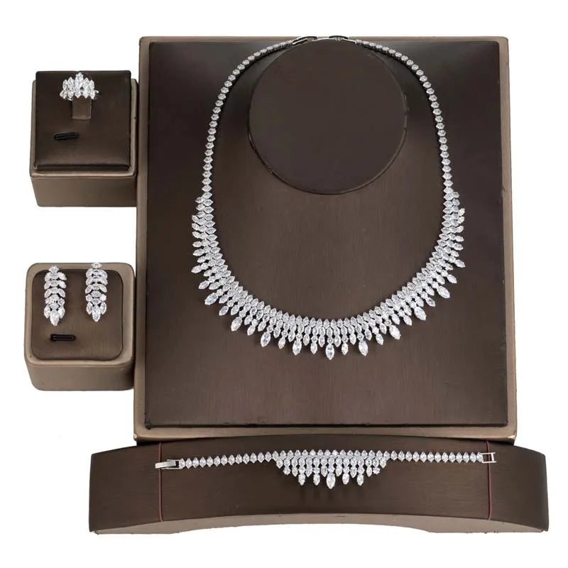 Ready Stock Bridal Luxury Big Jewelry Set Cubic Zircon Wedding Necklace Set Mothers Day Gifts for Women BN9275