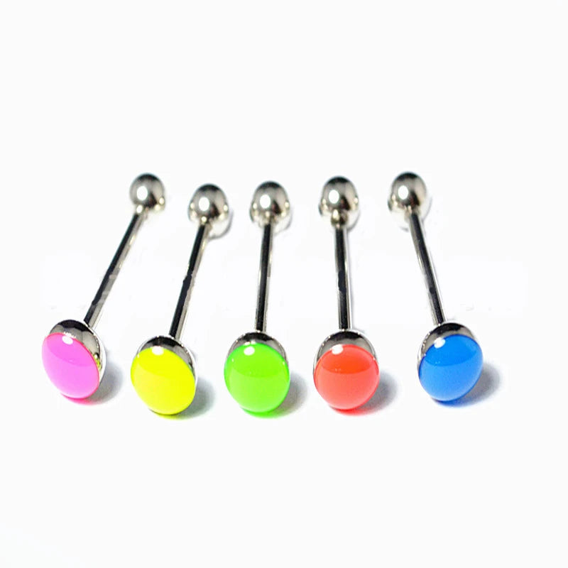 Gaby  Tongue Barbell  Stainless Steel Dimple Glow in the Dark  Tongue Ring Body Piercing Jewelry