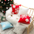 Embroidered Snowflake Christmas Blessing 100% Cotton Customizable Pillowcase Chair Throw Cushion Covers for Hospital & Home Use