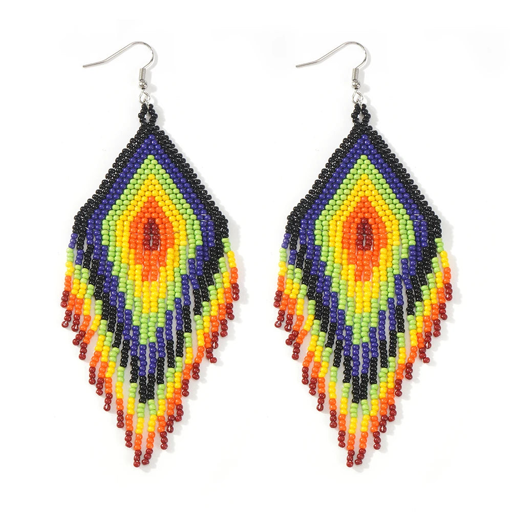 Go2boho Handmade Summer Trendy Earrings Gorgeous Braided Drop Fringe Beaded Vintage Bohemia Fashion Jewelry Unisex