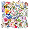 50 Pcs Small Fresh Flower PVC Self Adhesive Stickers for Guitar Table Laptop Cupboard Handbag Water Bottle and Books