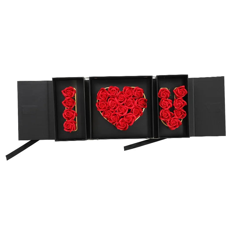 Handmade Customized Design Preserved Roses Gift Boxes UV Paper Foil Mother's Valentine's Day 'I Love You' Box Flower Packaging