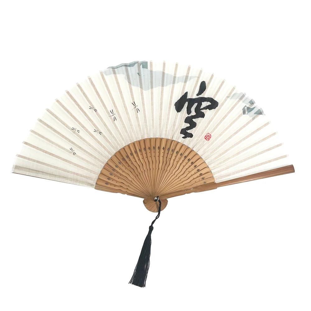 Women Bamboo Mini Fan for Wedding Favors Pastel White Hand Made Fan Wedding Decoration Chinese Linolenic Sweet Hand Fans