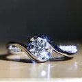CAOSHI Round Cut Zircon 925 Silver Plated Crossover Party Promise Engagement Women's Rings