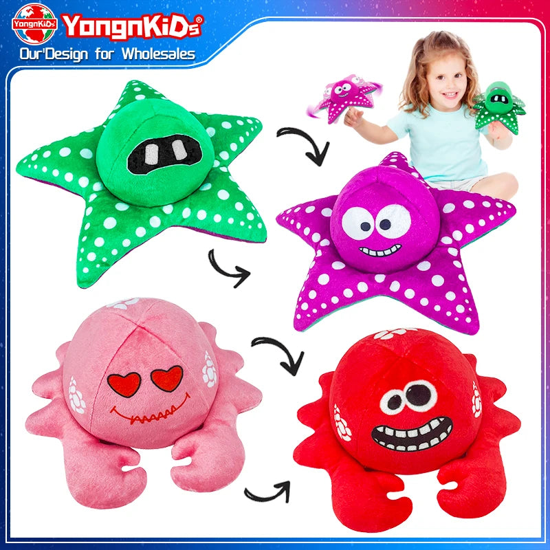 Wholesale Custom Super Soft Plush Starfish Toys New Products Reversible Plushie Animal Face Changing Lining Material Mesh