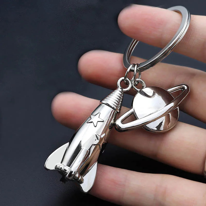 Rocket Keychain Astronaut Charm Spacecraft Metal Key Chain Car Keyring