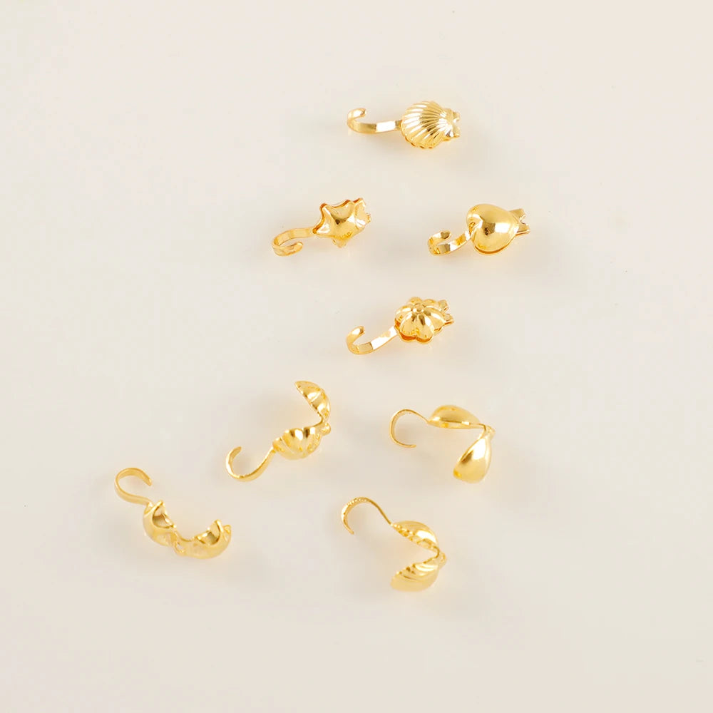 No Tarnish Brass Clasps 14K Gold Plated End Beads Shell love Type Star Clasp for Jewelry End Clasps