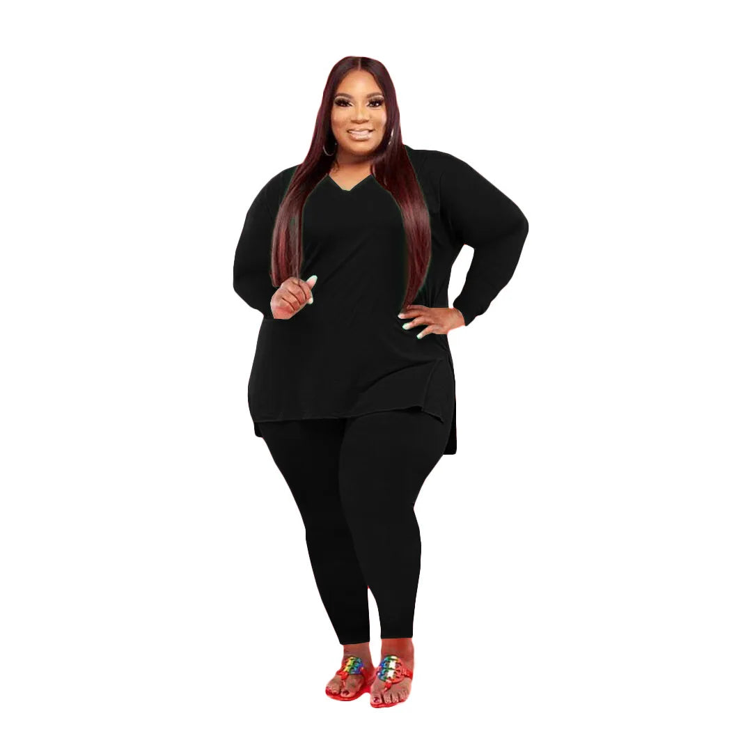 2024 New Summer Fashion Plus-Size Women's Casual Solid Color Two-Piece Suit 5XL Size Tracksuit