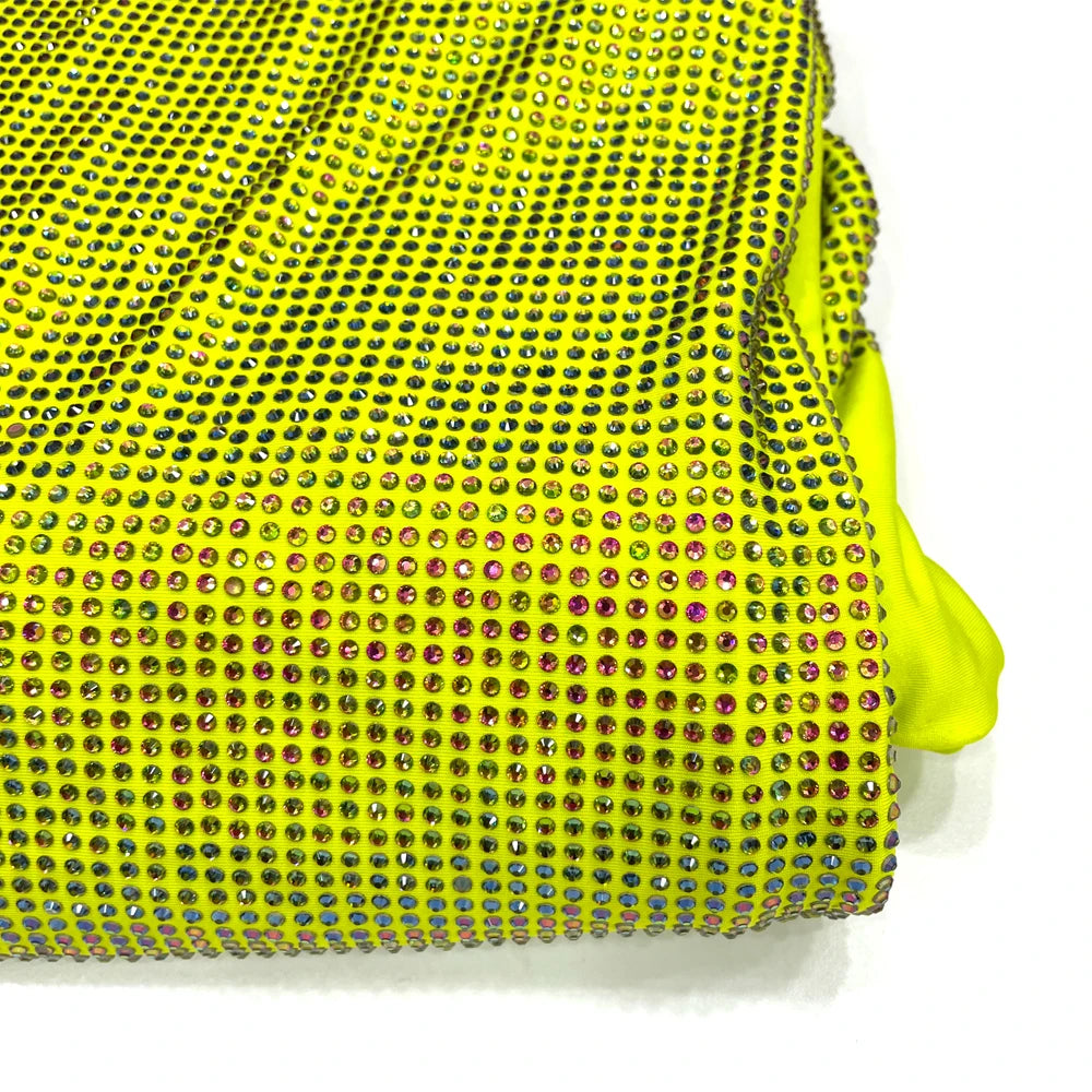 S560 Hotfix Colorful Rhinestone Mesh Fabric Soft Stretch Rhinestone Tulle Bling Fabric With Rhinestone