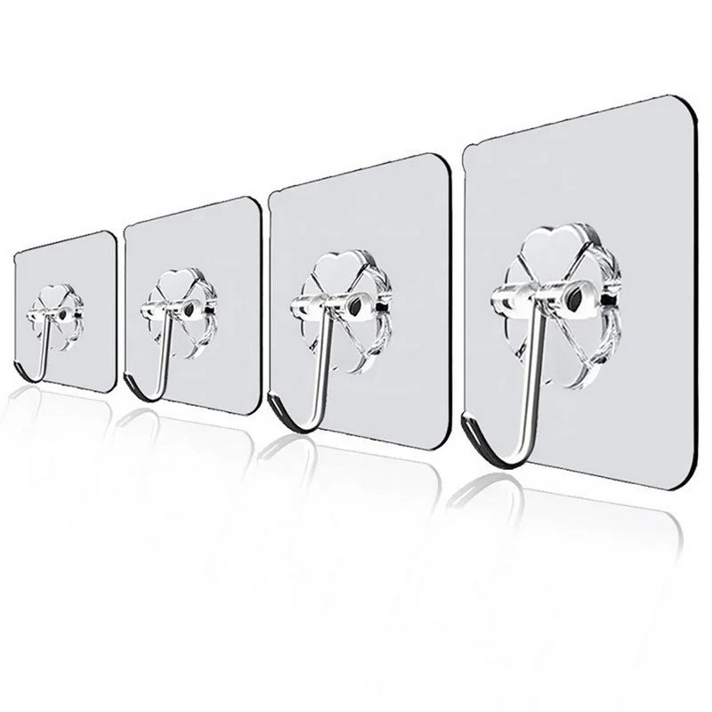 Heavy Duty Transparent Reusable Seamless Hooks Self-Adhesive Bathroom and Kitchen Tools