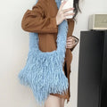 Y2k Star Women's Plush Shoulder Bags Winter Sweet Cool Girls Furry Crossbody Bag Fashion Design Female Faux Fur Tote Handbags