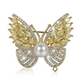 Isunni Wholesale Fashion Luxury Rhinestone Pearl Women Designer Jewelry butterfly Brooch