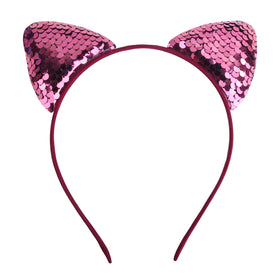 Designer Princess Hair Accessories Flip Fish Scale Cat Ear Headband Sequin Hair Bands for Girls Kids Children Headbands
