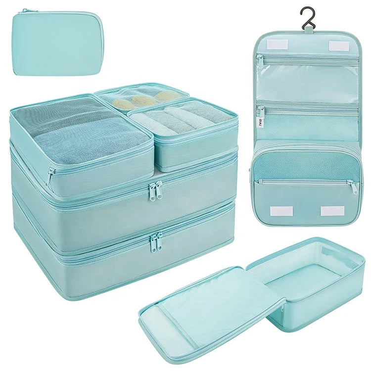 Evercredit Fashion Style Nylon Storage Duffle Bag Set Large Capacity Hanging Organizer Zipper for Clothes Makeup Travel