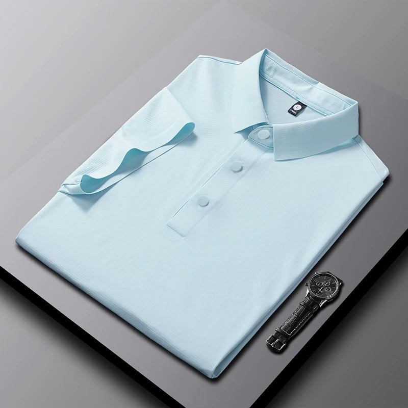 Wholesale Custom Ice Silk Polo Shirt Summer Fashion Simple New Style Seamless Quick Dry Breathable Business Brand Polo Shirt
