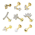 Customize Solid 14K Real Gold Internal Thread Labret Earrings Stud Lab Diamonds Fine Piercing Jewelry Wholesale 18G 16G Post