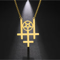 Designer Satanic  Necklace for Men Satan Occult Pentagram Gothic Satanic Religious Stainless Steel Jewelry