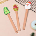 Christmas Themed Silicone Spatula Wooden Handle Cream Cake Pastry Batter Mixing Scraper Baking Decorating Tools Kitchen Dough