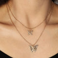 New Children's Electroplating Alloy Gold Butterfly Necklace Jewelry Wholesale Multilayer Double Butterfly Anniversary