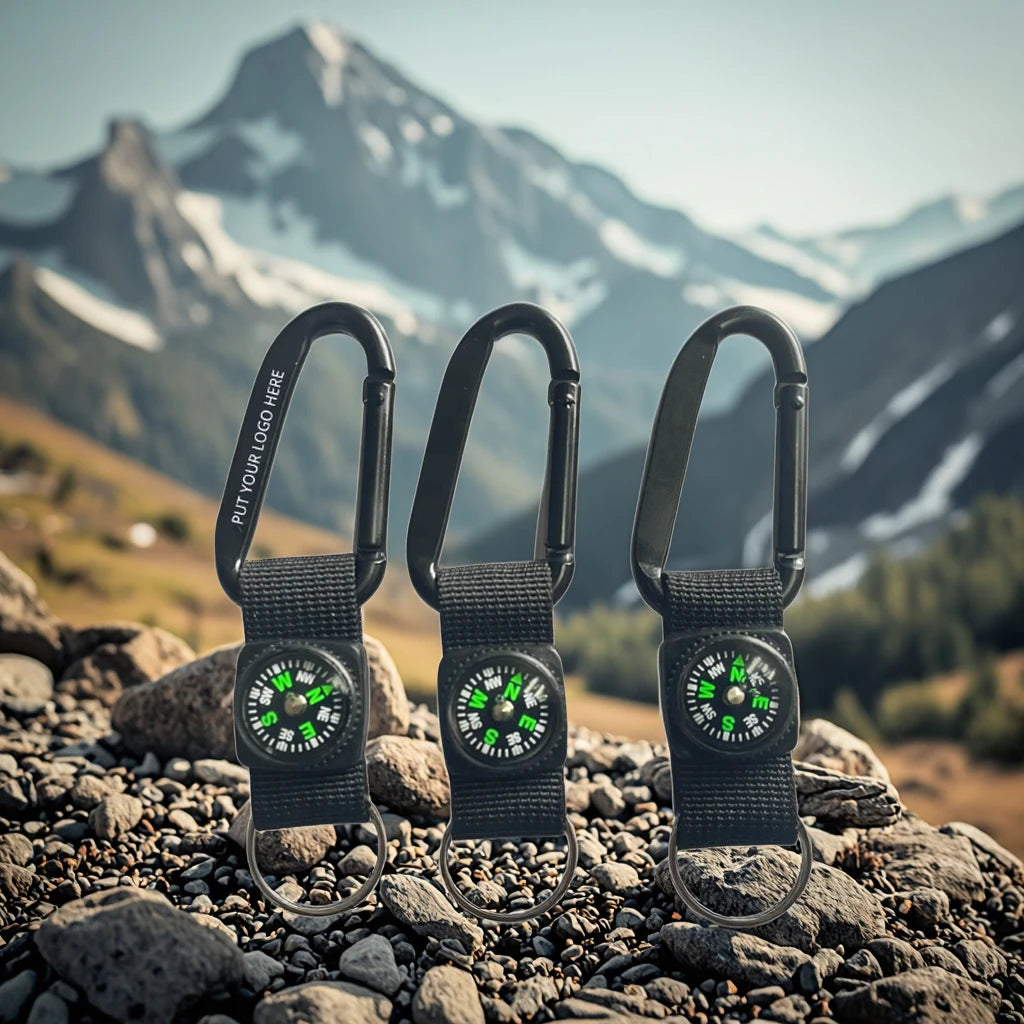 Outdoor Activities No Moq Ready to Ship Attached to Aluminum Alloy Carabiner Keychains Compass Strap