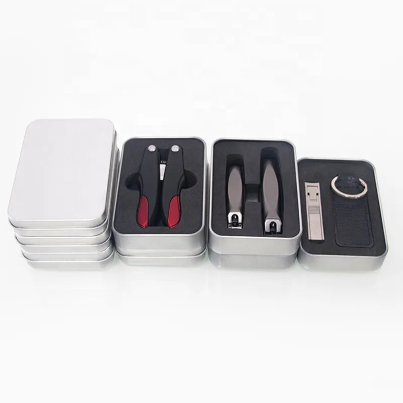 Custom Logo Sponge/Foam Insert Rectangular Earphone Badge Keycap Storage Metal Tin Box With Pvc Clear Window
