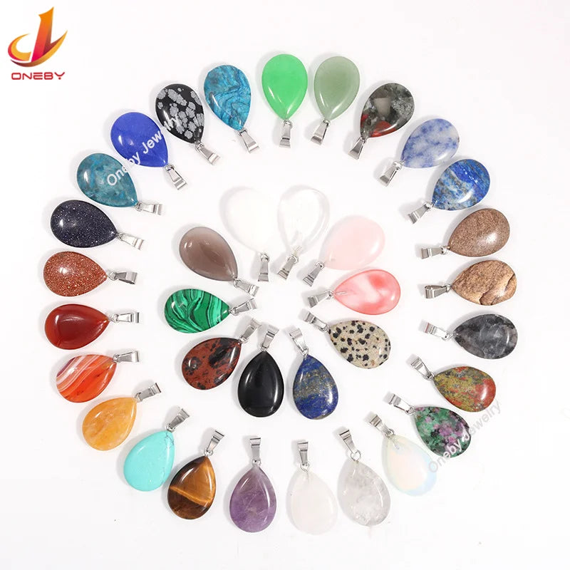Wholesale Stone and Crystal Pendants Chakra Beads DIY Crystal Charms Natural Crystal Craft Stone for DIY Jewelry Necklace