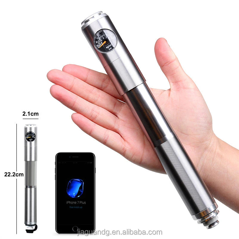 PRO STAR HQ-55 Mini Electric Aluminum Alloy Bicycle Pump Schrader/Presta Valves 160psi Pressure Includes Gauge Mini Bike Adapter