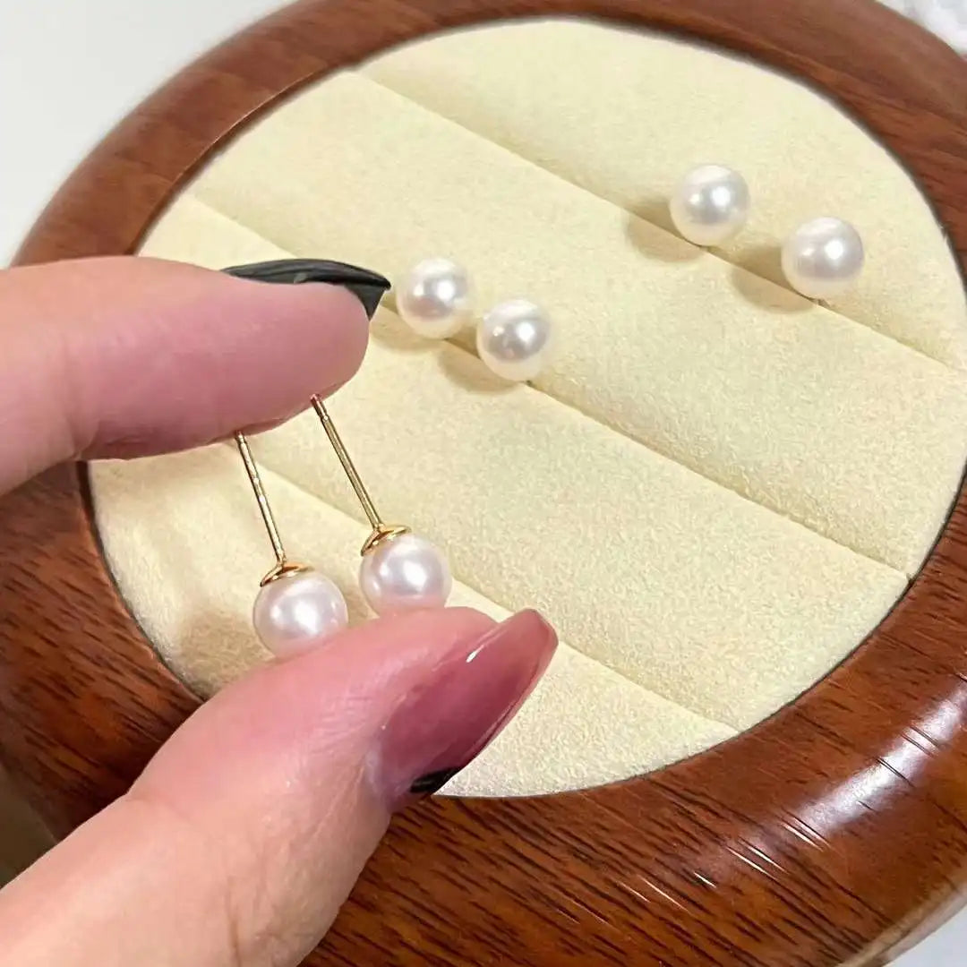 Simplest Super Value Platinum Plated AAAAA Grade Earrings S925 Silver Needle 6-6.5MM Pearl Stud Earrings Women's Pearl Jewelry