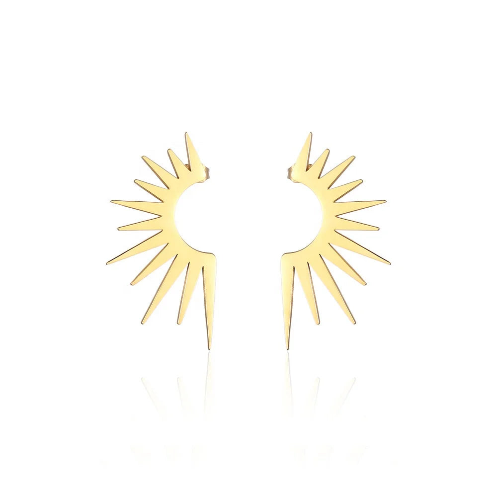 Hip Hop Sunflower Earrings Simple Stainless Steel Sunflower Earrings