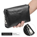 Contact's Anti-Theft Clutch Bag Mens Genuine Leather Business Coded Lock Bag Leather Clutch Purse Bag for Men